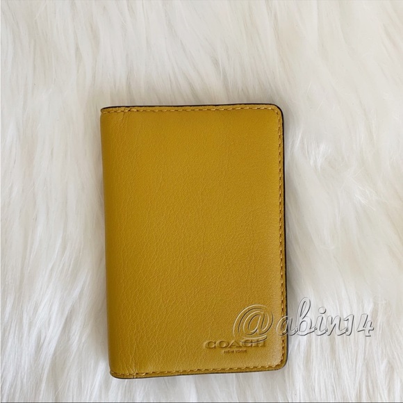 NWT Coach Flax Leather Colorblock Card Case Wallet wth Signature Canvas Interior - Picture 4 of 8